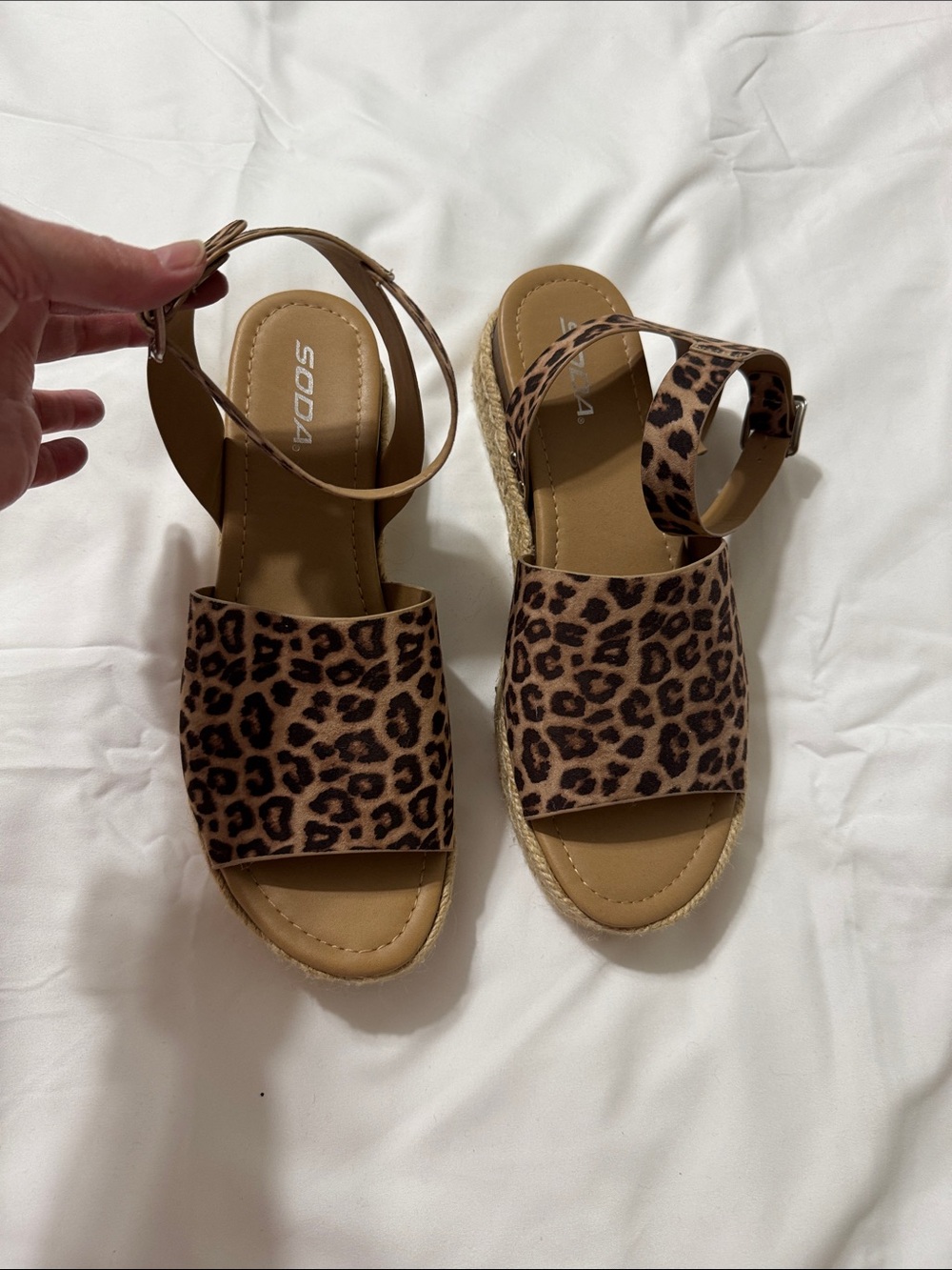 Soda Leopard Print Platform Espadrille Sandals - Brown - Picture 2 of 2